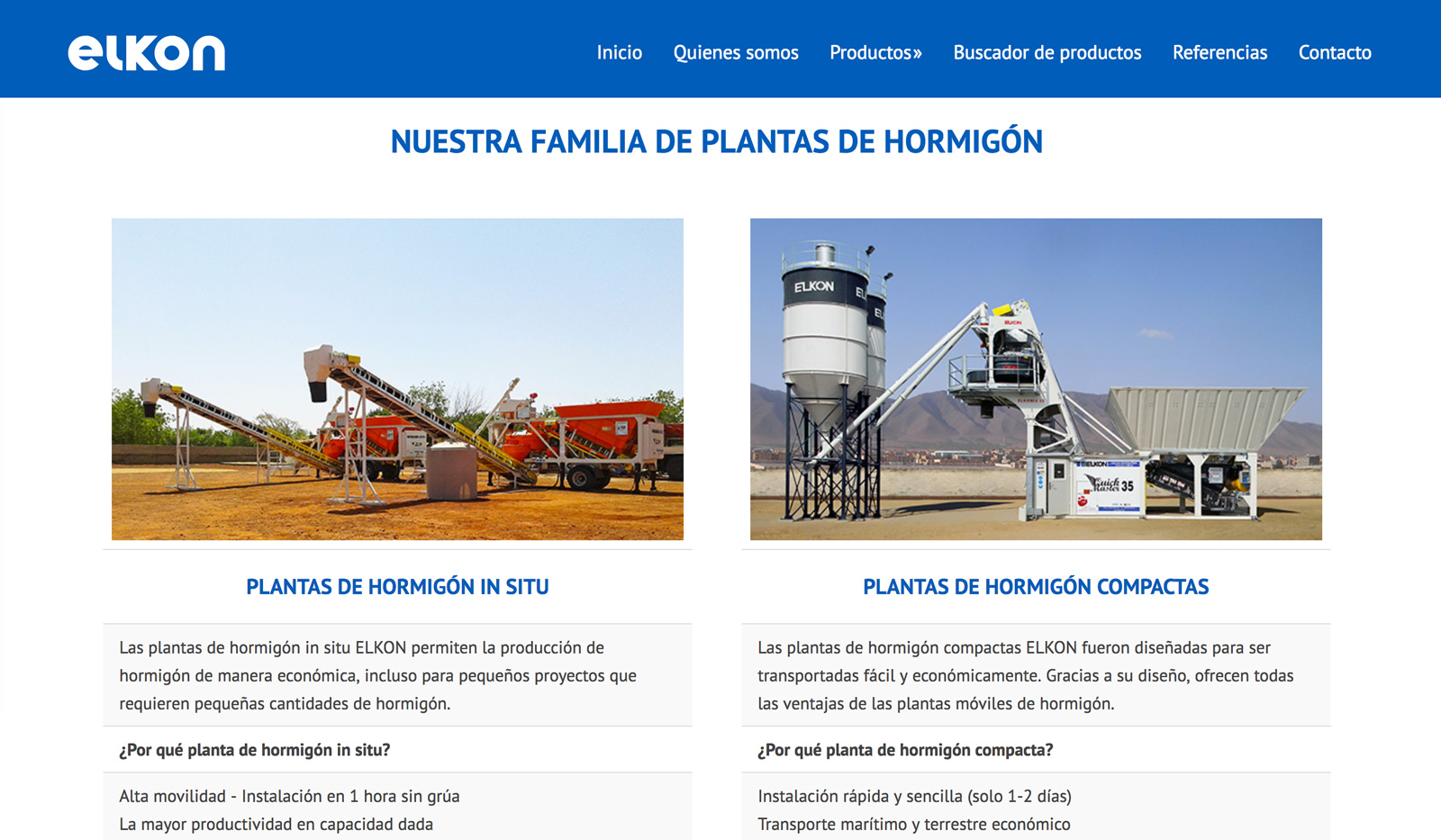 Elkon Plantas de Hormigón Website